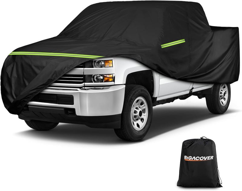 BIGACOVER for Silverado 2500 3500 HD Crew cab Short Bed 6.6ft Truck Cover, Light Shell Outdoor Car Covers with Zipper Windproof Heavy Duty Protection for 2000-2022 Chevy Silverado 2500 è0HD (UP to 250''L) - Image 1